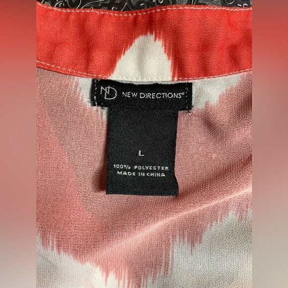 New Directions Orange & White Chevron V-neck Blouse Size Large EPC - Picture 5 of 6
